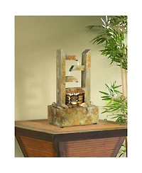 Zigzag Zen 17 1/4" High Small Modern Indoor Decor Slate Stone Tabletop Fountain with Light Desk Relaxation