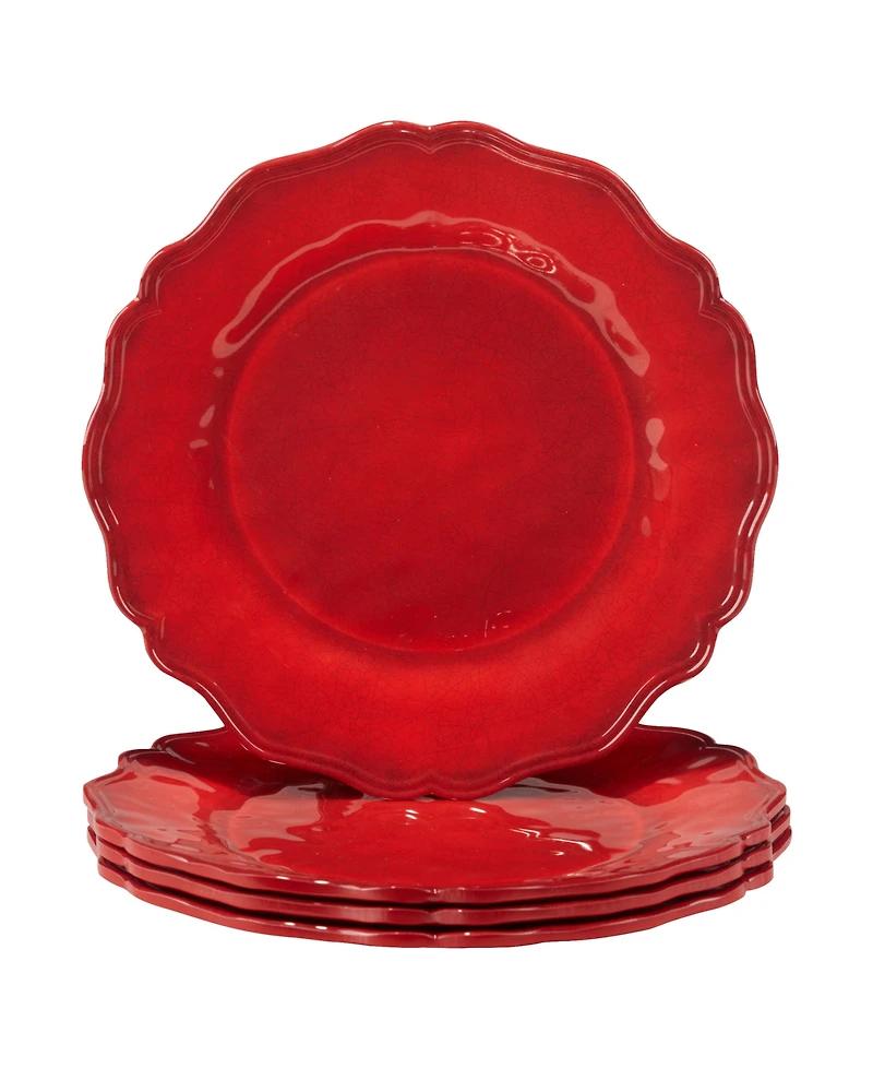 Certified International Red Crackle Salad Plates, Set of 4