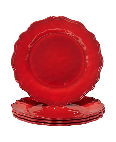 Certified International Red Crackle Salad Plates, Set of 4