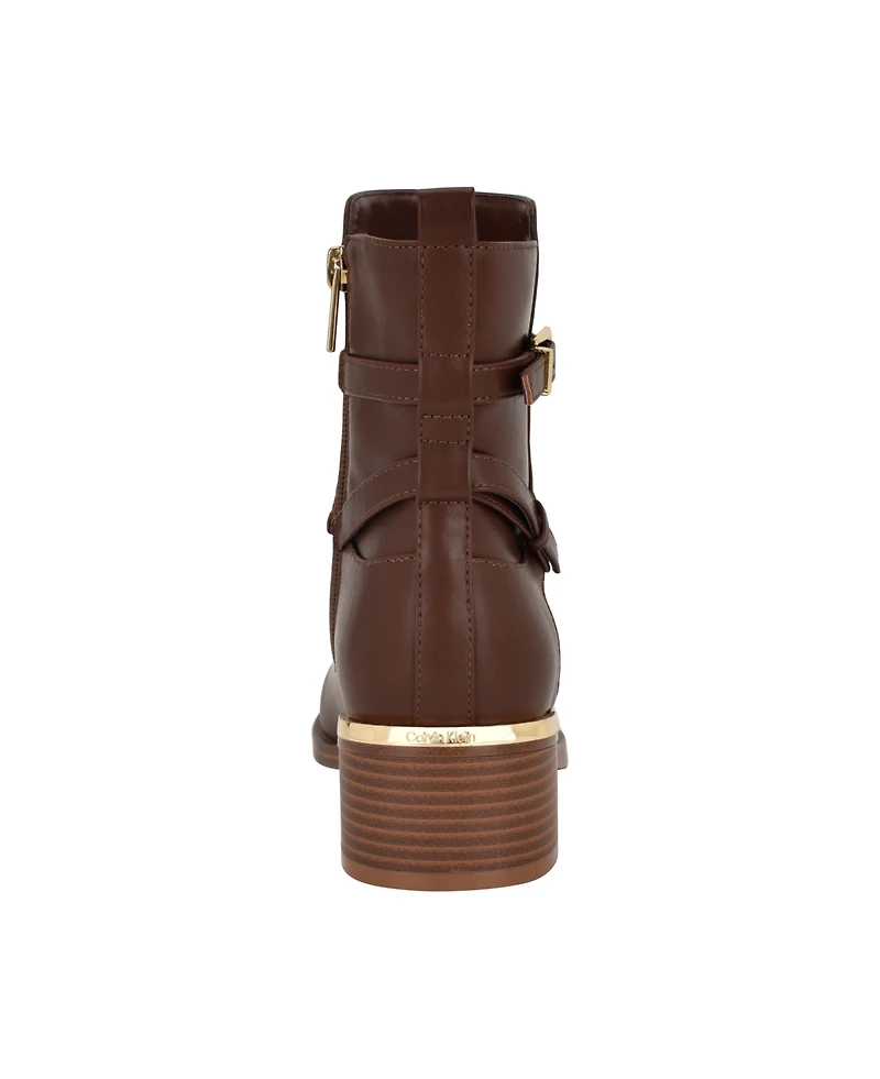 Calvin Klein Women's Jasen Buckle Strap Block Heel Booties