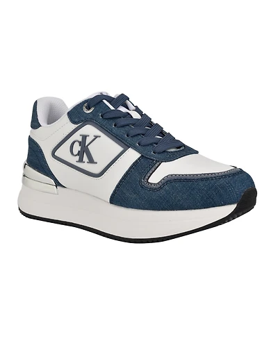 Calvin Klein Women's Vidya Almond Toe Casual Lace-up Sneakers