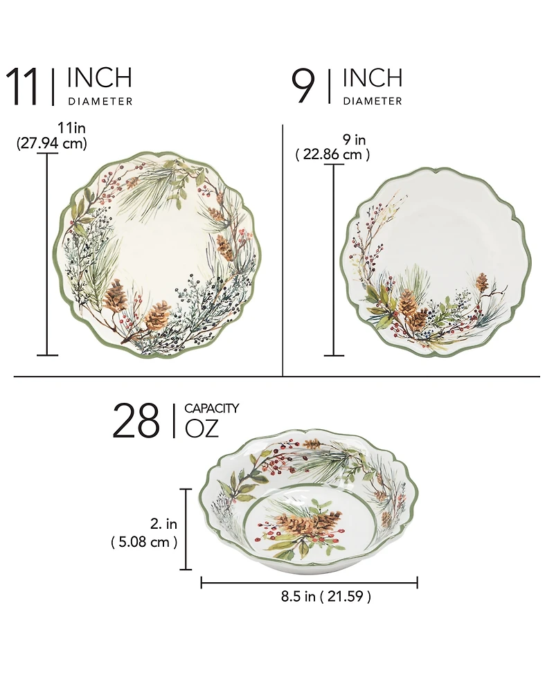 Certified International Winters Forest 12-Pc. Melamine Dinnerware Set, Service for 4