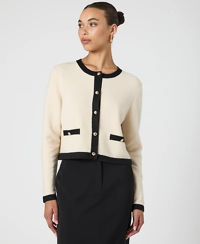 French Connection Women's Vhari Contrast-Trim Button-Up Cardigan Sweater