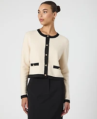 French Connection Women's Vhari Contrast-Trim Button-Up Cardigan Sweater