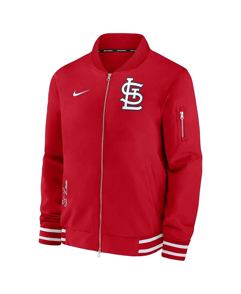 Nike Men's Red St. Louis Cardinals Authentic Collection Full-Zip Bomber Jacket
