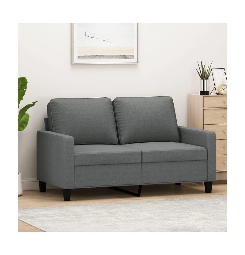 vidaXL 2-Seater Sofa Dark Gray 47.2" Fabric
