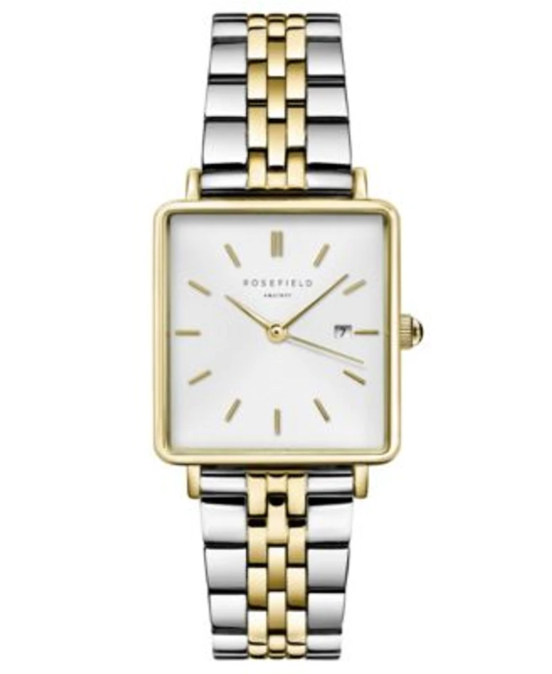 Rosefield Boxy Womens Two Tone Stainless Steel Bracelet Watch 28mm