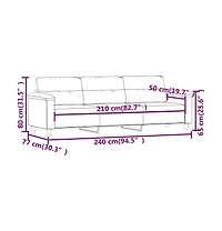 vidaXL 3-Seater Sofa Dark Gray 82.7" Microfiber Fabric