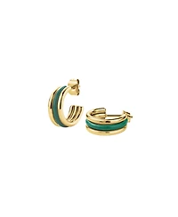 Rosefield Emerald Triple Hoops In 14K Yellow Gold Plated Stainless Steel