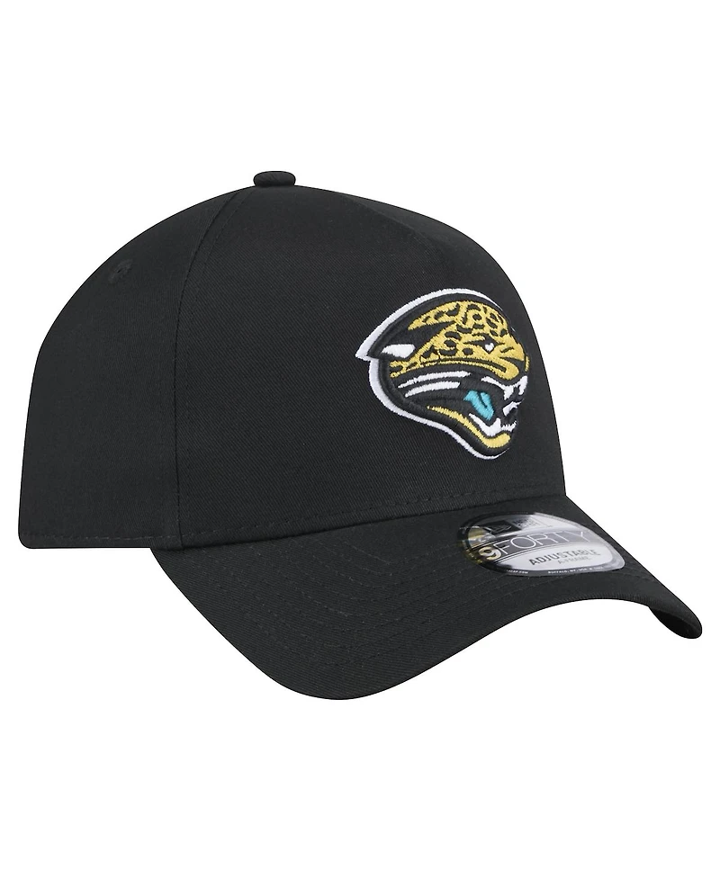 New Era Men's Black Jacksonville Jaguars Throwback Logo Standard A-Frame 9FORTY Adjustable Hat