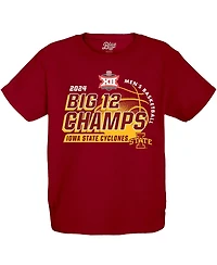 Blue 84 Big Boys and Girls Cardinal Iowa State Cyclones 2024 12 Men's Basketball Conference Tournament Champions Locker Room T-Shirt