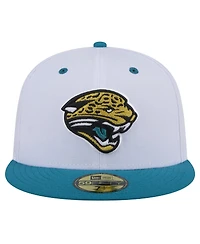 New Era Men's White/Teal Jacksonville Jaguars Throwback Logo Flipside Two-Tone 59FIFTY Fitted Hat