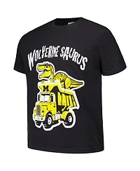 Comfortwash Big Boys and Girls Black Michigan Wolverines Dino Truck T-Shirt