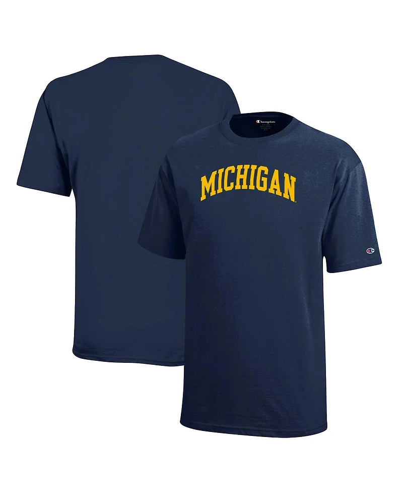 Champion Big Boys and Girls Navy Michigan Wolverines Team Arch T-Shirt