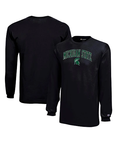 Champion Big Boys and Girls Black Michigan State Spartans Arch Over Logo Long Sleeve T-Shirt