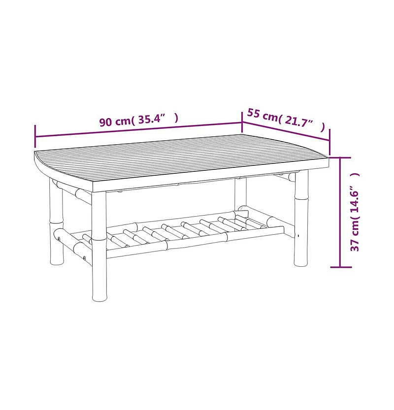 vidaXL Patio Coffee Table 35.4"x21.7"x14.6" Bamboo