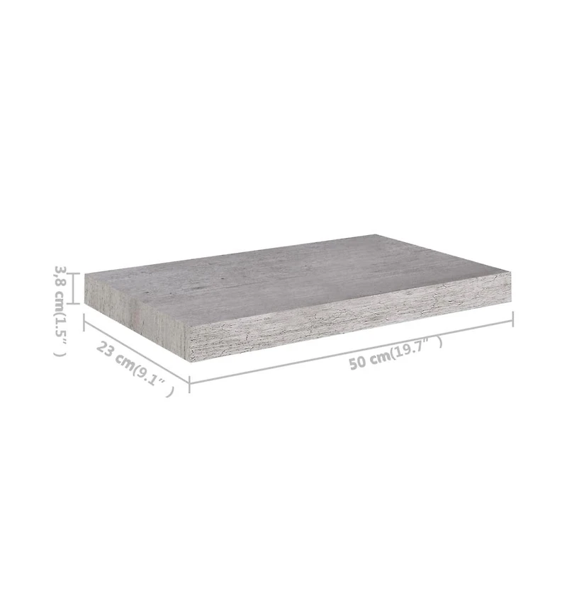 vidaXL Floating Wall Shelf Concrete Gray 19.7"x9.1"x1.5" Mdf