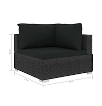 vidaXL Sectional Corner Chair with Cushions Poly Rattan Black
