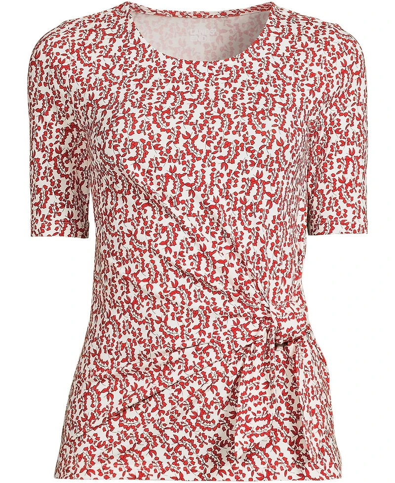 Lands' End Women's Plus Lightweight Jersey Tie Front Top
