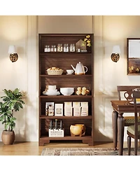 Tribesigns 6-Tier Bookcase, 70.8" Vintage Tall Bookcase, Floor Standing 5-Shelf Display Rack Storage Shelves Mid-Century Bookcase for Home Office, Liv
