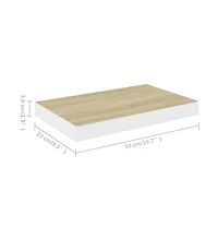 vidaXL Floating Wall Shelf Oak and White 19.7"x9.1"x1.5" Mdf