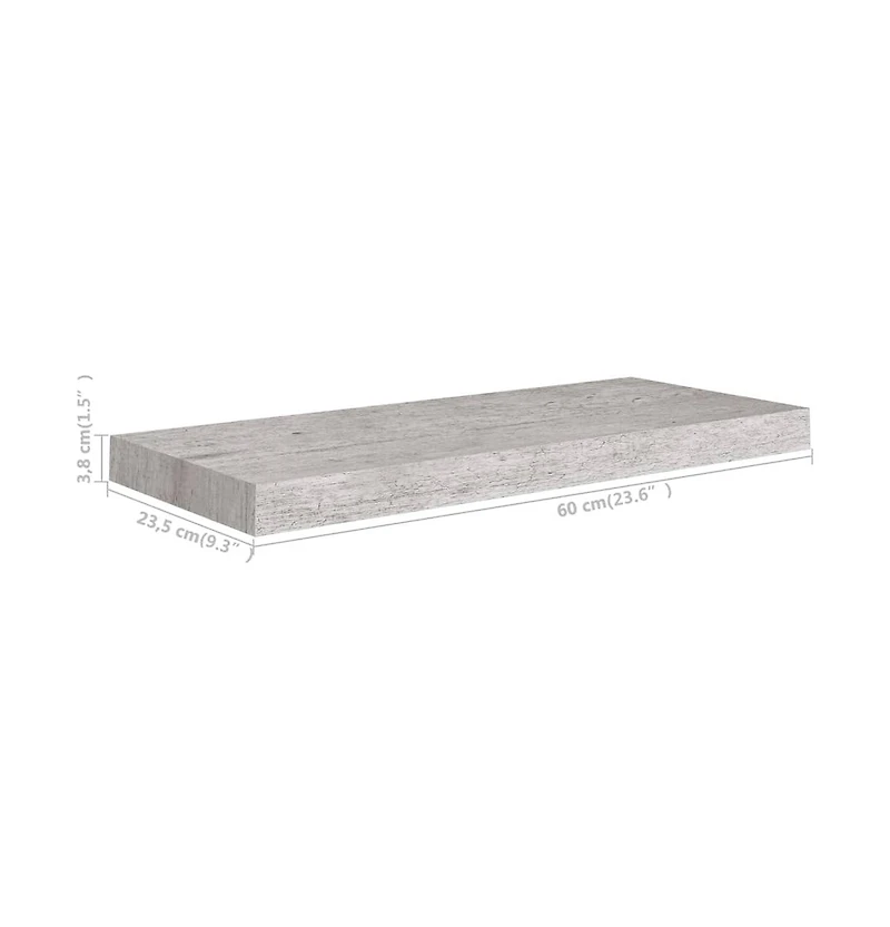 vidaXL Floating Wall Shelf Concrete Gray 23.6"x9.3"x1.5" Mdf