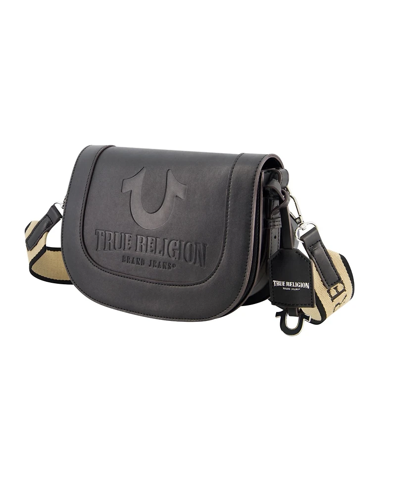True Religion debossed logo flap shoulder bag