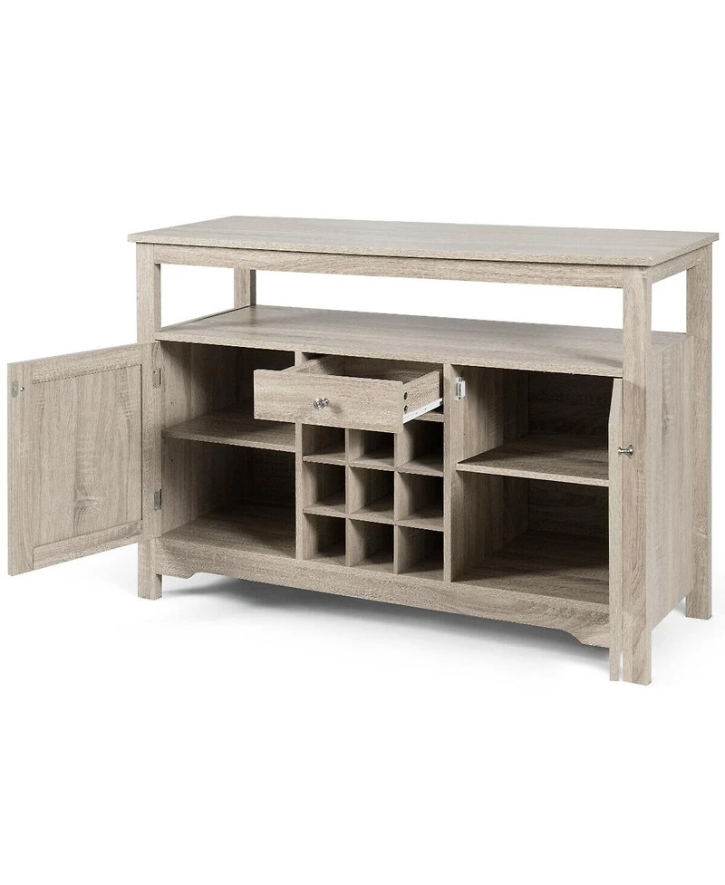 Gymax Buffet Server Sideboard Wine Cabinet Console Table Grey Home