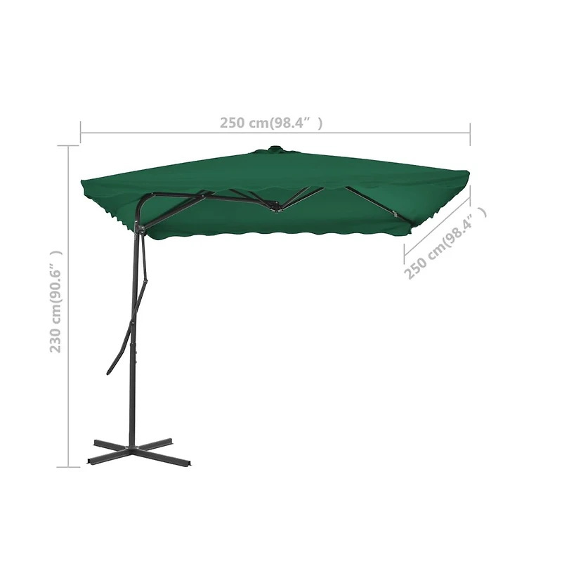 Garden Parasol with Steel Pole 98.4"x98.4" Green
