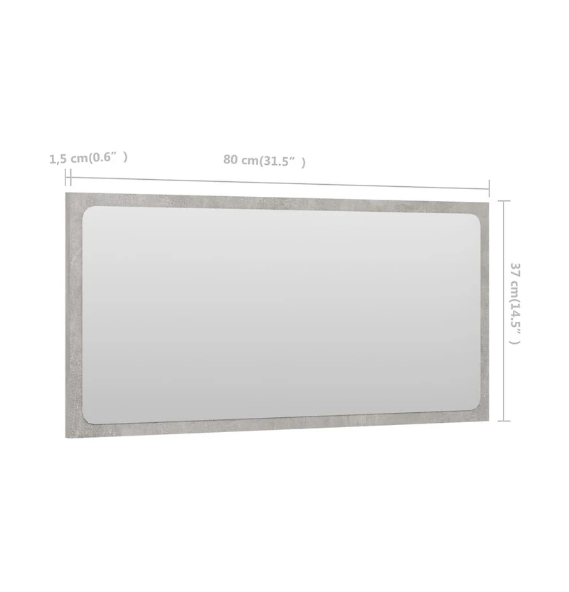 Bathroom Mirror Concrete Gray 31.5"x0.6"x14.6" Engineered Wood