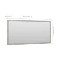 Bathroom Mirror Concrete Gray 31.5"x0.6"x14.6" Engineered Wood
