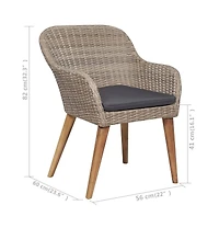 vidaXL Patio Chairs with Cushions 2 pcs Poly Rattan Brown