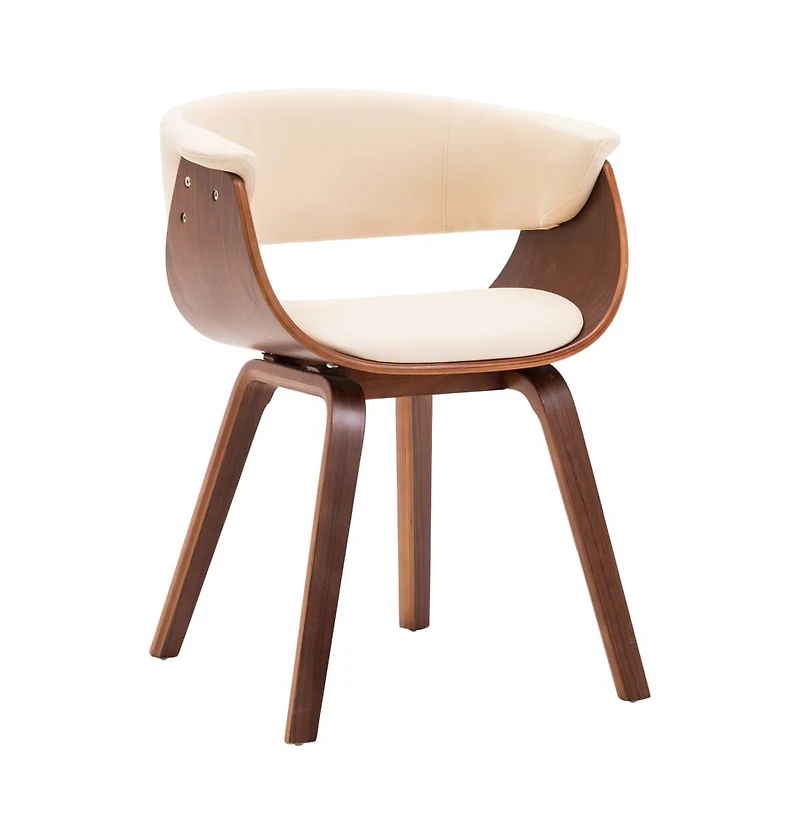 Dining Chair Cream Bent Wood and Faux Leather
