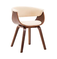 Dining Chair Cream Bent Wood and Faux Leather