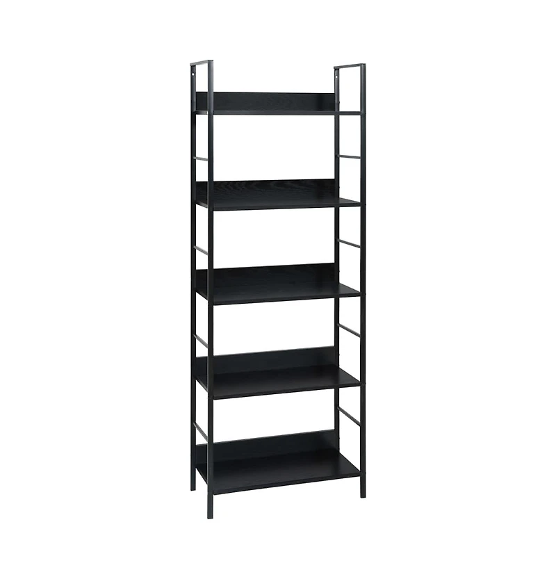 5-Layer Book Shelf Black 23.6"x10.9"x62.4" Engineered Wood