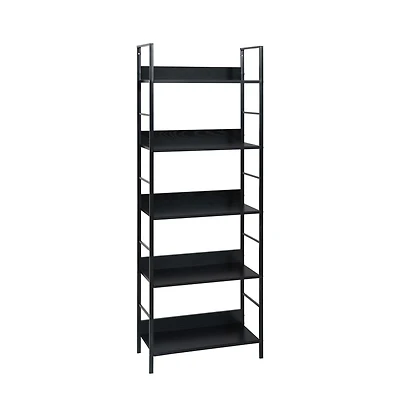 5-Layer Book Shelf Black 23.6"x10.9"x62.4" Engineered Wood