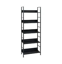 5-Layer Book Shelf Black 23.6"x10.9"x62.4" Engineered Wood