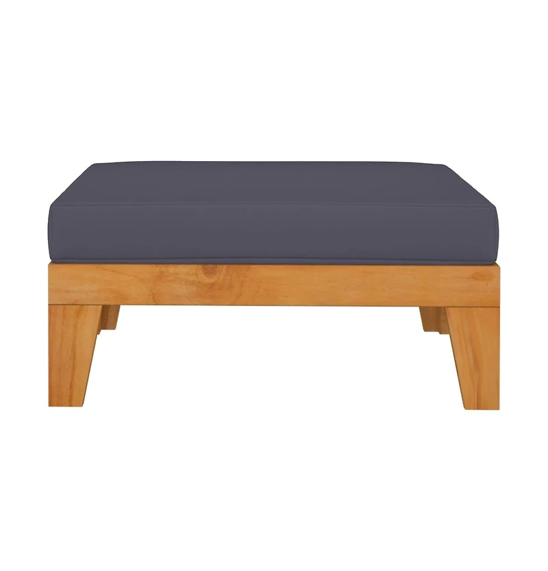 vidaXL Sectional Footrest with Dark Gray Cushion Solid Acacia Wood