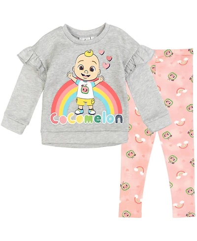 CoComelon Baby Girls Jj Pullover Fleece Sweatshirt and Pants Set to