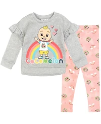 CoComelon Baby Girls Jj Pullover Fleece Sweatshirt and Pants Set to