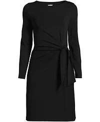 Lands' End Plus Boatneck Long Sleeve Tie Waist Dress