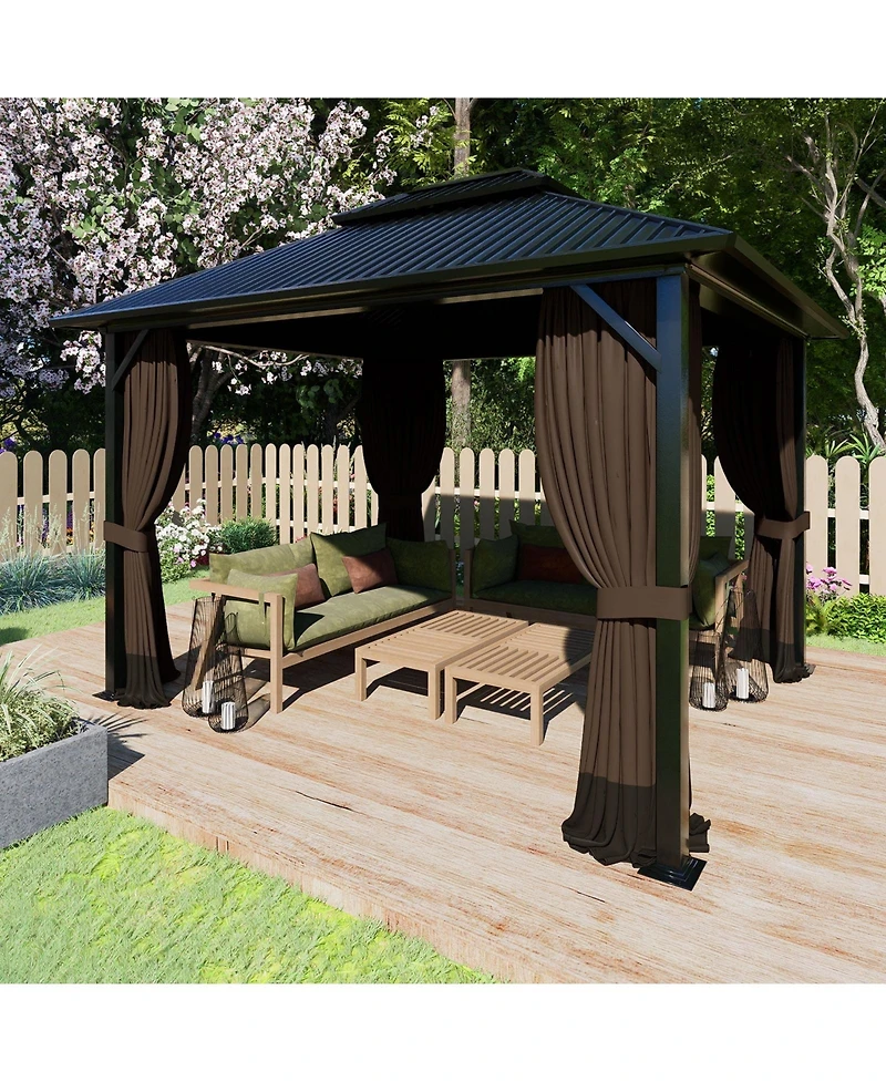 Aoodor Gazebo Curtain Replacement-Universal 4-Panel Sidewalls 10'x12',Patio Privacy Curtains with Double Zipper,Uv Resistant,Perfect for Outdoor Canop