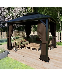 Aoodor Gazebo Curtain Replacement-Universal 4-Panel Sidewalls 10'x12',Patio Privacy Curtains with Double Zipper,Uv Resistant,Perfect for Outdoor Canop