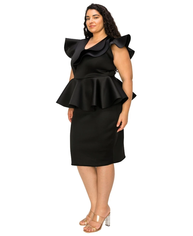 L I V D Plus Size Onyx Neoprene Peplum Dress