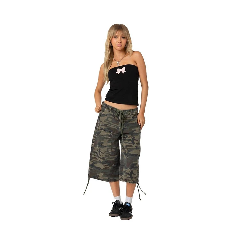 Edikted Women's Camo Cargo Bermuda Shorts