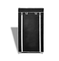 vidaXL Fabric Shoe Cabinet with Cover 23" x 11" x 42" Black