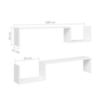 vidaXL Wall Shelves 2 pcs White 39.4"x5.9"x7.9" Engineered Wood