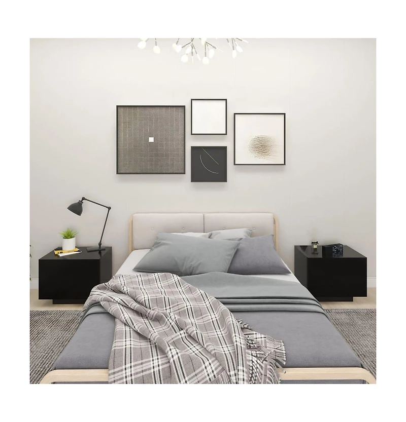 vidaXL Bedside Cabinet Black 39.4"x13.8"x15.7" Engineered Wood