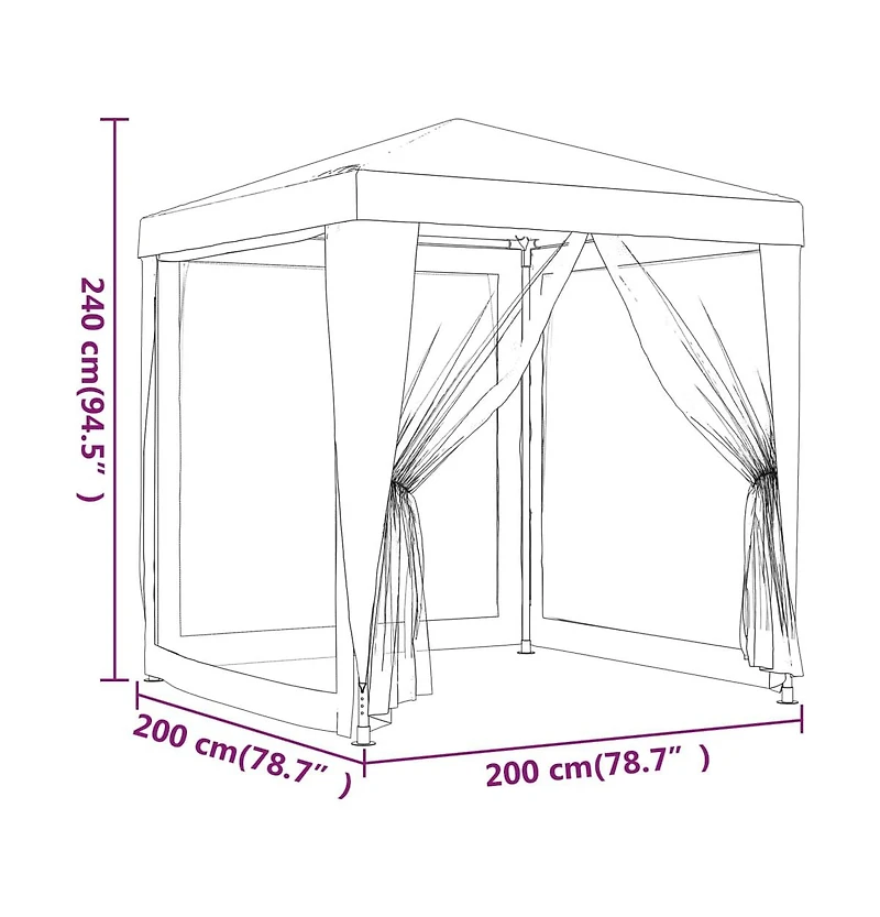 Party Tent with 4 Mesh Sidewalls Anthracite 6.6'x6.6' Hdpe