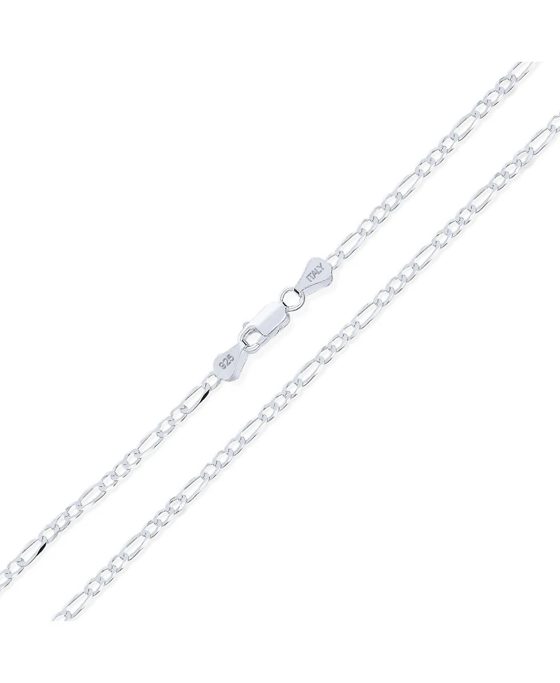 Bling Jewelry 2MM Strong Solid Sterling Silver Figaro Link Chain Necklace Inch
